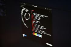 Workstation with code on screen