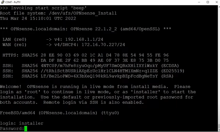 opnsense installer login